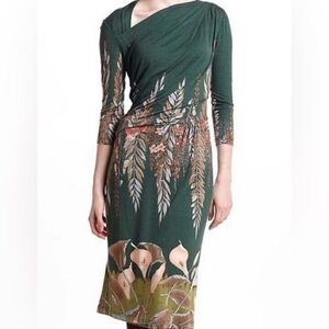 Anthropologie green floral dress